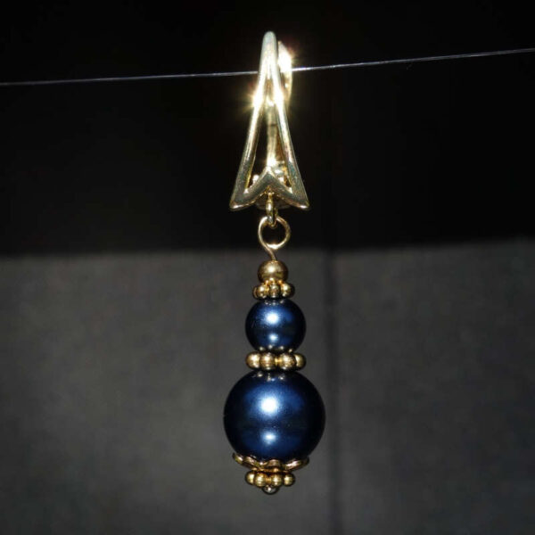 Blue Preciosa Pearl Imitation Glass Single Earring Hypoallergic Shvenzy Earwires English Lock Hooks Gold Plated Brass and Stainless Steel