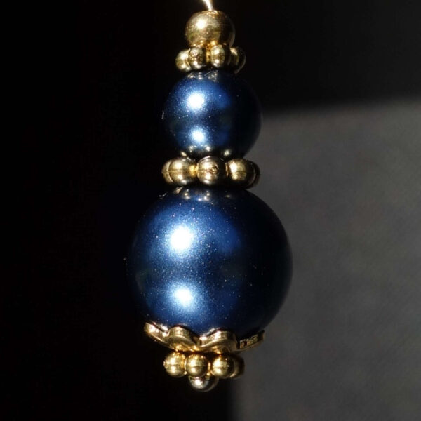 Blue Preciosa Pearl Imitation Glass Single Earring Hypoallergic Shvenzy Earwires English Lock Hooks Gold Plated Brass and Stainless Steel