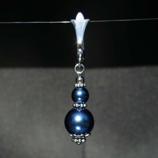 Blue Preciosa Pearl Imitation Glass Single Earring Hypoallergic Shvenzy Earwires English Lock Hooks Rhodium Plated Brass and Stainless Steel