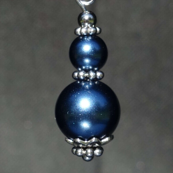 Blue Preciosa Pearl Imitation Glass Single Earring Hypoallergic Shvenzy Earwires English Lock Hooks Rhodium Plated Brass and Stainless Steel