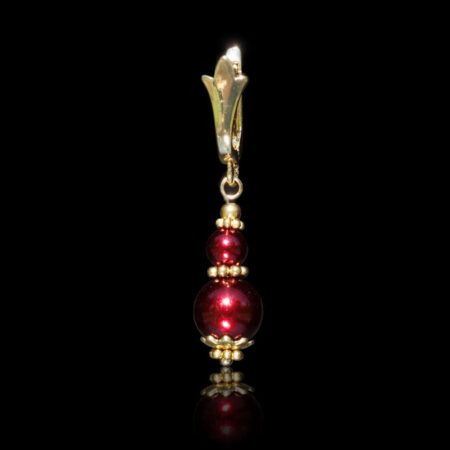 Bordeaux Preciosa Glass Pearl Earring - Gold Finish