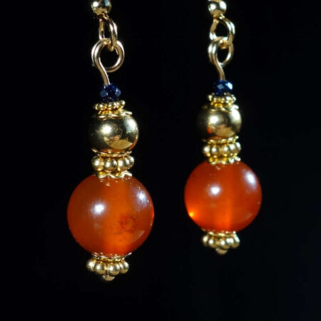 Carnelian Semi-Precious Stone Bead Earrings with PVD Plated Stainless Steel French Hooks
