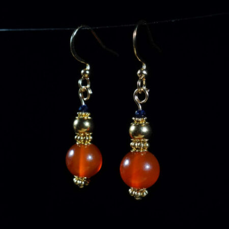 Carnelian Semi-Precious Stone Bead Earrings with PVD Plated Stainless Steel French Hooks