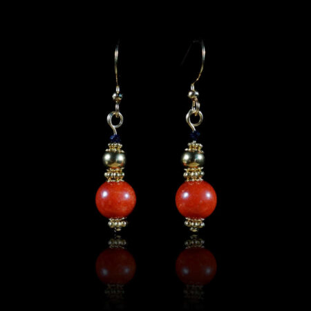 Coral Red Chalcedony Earrings