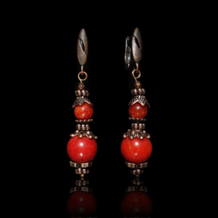 Coral Red Chalcedony Earrings