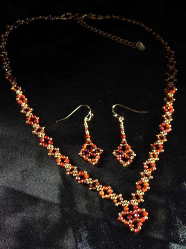 Deep-Garnet-Zircon-Necklace-Earrings-set-brown-orange-faceted-zircon-glass-beads-golden-miyuki-beads-hypoallergic-stainless-steel-07027s