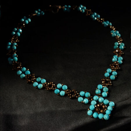 Electric-Blue-Artstone-Necklace-Earrings-Set-reconstructed-turquoise-magnesite-howlite-resin-plated-hematine-beads-golden-miyuki-beads-hypoallergic-stainless-steel-07315s
