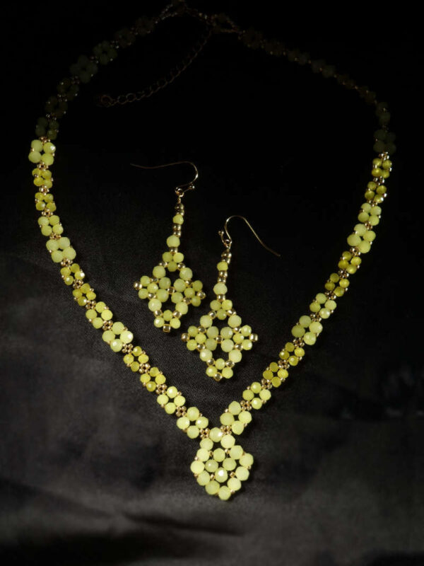 Electric-Yellow-Glass-Necklace-Earrings-Set-rondelle-glass-beads-golden-miyuki-beads-hypoallergic-stainless-steel-07213s