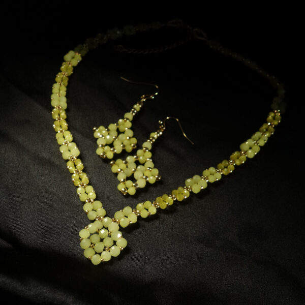 Electric-Yellow-Glass-Necklace-Earrings-Set-rondelle-glass-beads-golden-miyuki-beads-hypoallergic-stainless-steel-07231L