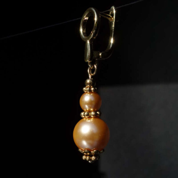 Gold Preciosa Pearl Imitation Glass Single Earring Hypoallergic Shvenzy Earwires English Lock Hooks Gold Plated Brass and Stainless Steel