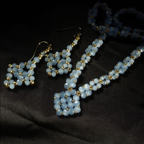 Misty-Sky-Blue-Glass-Necklace-Earrings-Set-rondelle-glass-beads-golden-miyuki-beads-hypoallergic-stainless-steel-07108L