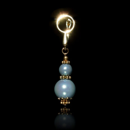 Pearlescent Blue Preciosa Glass Pearl Earring - Gold Finish