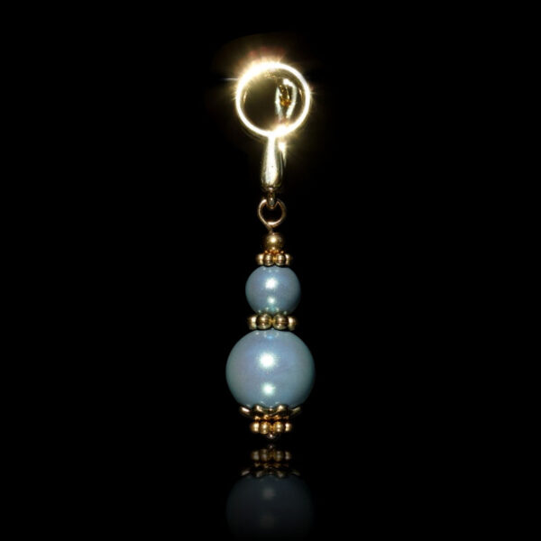 Blue Pearlescent Preciosa Pearl Imitation Glass Single Earring Hypoallergic Shvenzy Earwires English Lock Hooks Gold Plated Brass and Stainless Steel