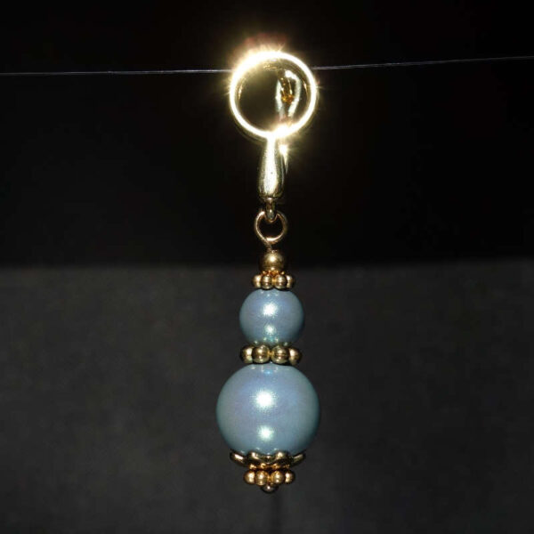 Blue Pearlescent Preciosa Pearl Imitation Glass Single Earring Hypoallergic Shvenzy Earwires English Lock Hooks Gold Plated Brass and Stainless Steel