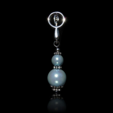 Pearlescent Blue Preciosa Glass Pearl Earring - Rhodium Finish