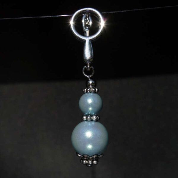 Blue Pearlescent Preciosa Pearl Imitation Glass Single Earring Hypoallergic Shvenzy Earwires English Lock Hooks Rhodium Plated Brass and Stainless Steel