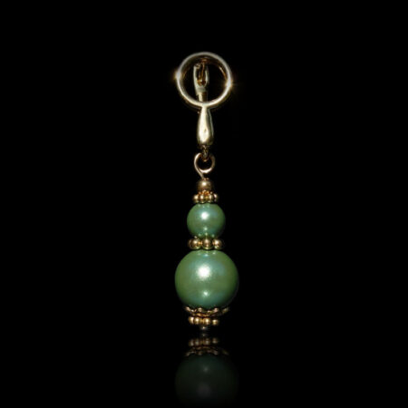 Pearlescent Green Preciosa Glass Pearl Earring - Gold Finish