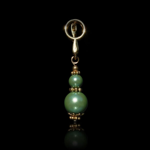 Green Pearlescent Preciosa Pearl Imitation Glass Single Earring Hypoallergic Shvenzy Earwires English Lock Hooks Gold Plated Brass and Stainless Steel