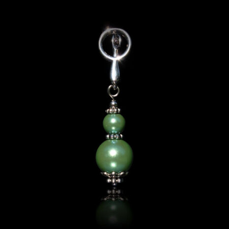 Pearlescent Green Preciosa Glass Pearl Earring - Rhodium Finish