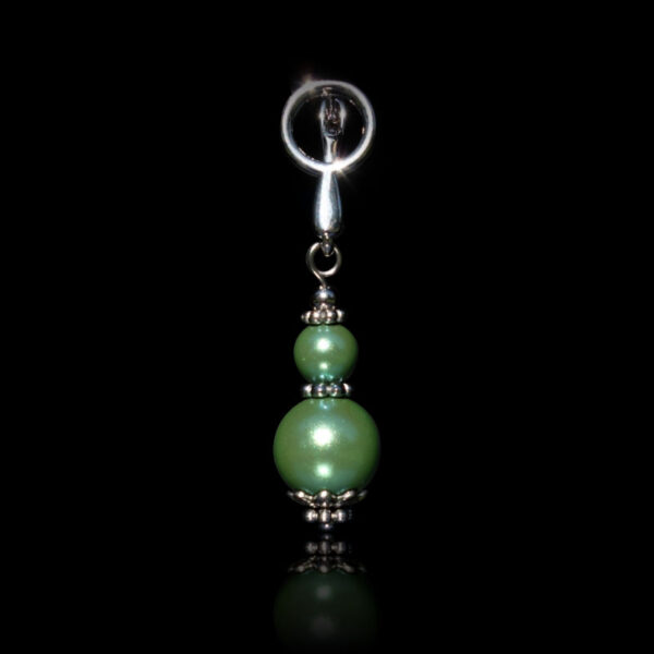 Green Pearlescent Preciosa Pearl Imitation Glass Single Earring Hypoallergic Shvenzy Earwires English Lock Hooks Rhodium Plated Brass and Stainless Steel