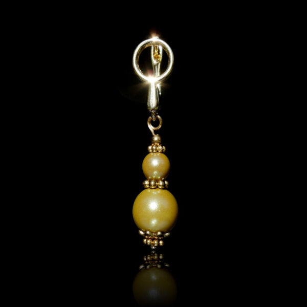 Khaki Pearlescent Preciosa Pearl Imitation Glass Single Earring Hypoallergic Shvenzy Earwires English Lock Hooks Gold Plated Brass and Stainless Steel