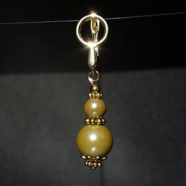 Khaki Pearlescent Preciosa Pearl Imitation Glass Single Earring Hypoallergic Shvenzy Earwires English Lock Hooks Gold Plated Brass and Stainless Steel