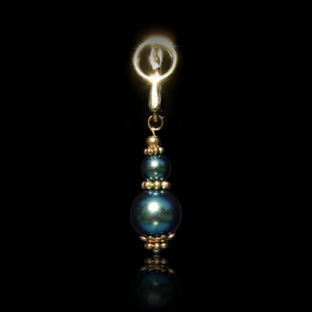 Pearlescent Peacock Preciosa Glass Pearl Earring - Gold Finish