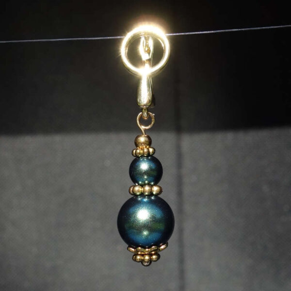 Peacock Pearlescent Preciosa Pearl Imitation Glass Single Earring Hypoallergic Shvenzy Earwires English Lock Hooks Gold Plated Brass and Stainless Steel