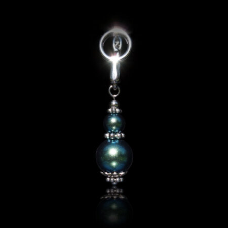 Pearlescent Peacock Preciosa Glass Pearl Earring - Rhodium Finish