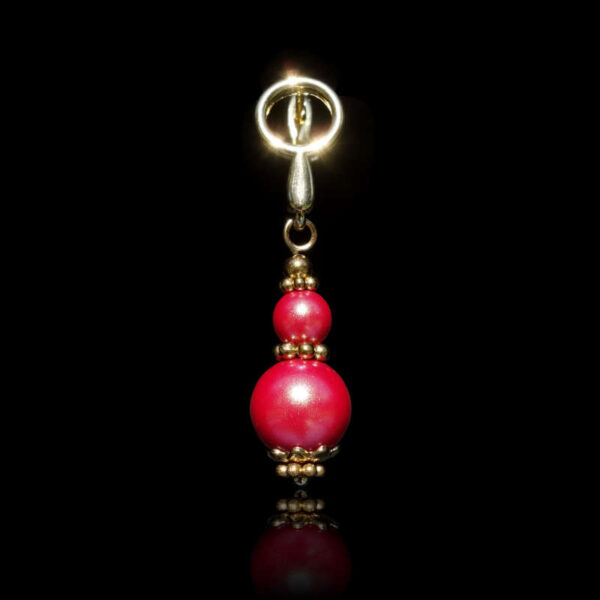 Raspberry Red Pearlescent Preciosa Pearl Imitation Glass Single Earring Hypoallergic Shvenzy Earwires English Lock Hooks Gold Plated Brass and Stainless Steel