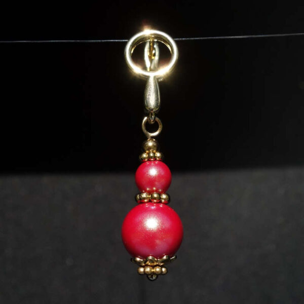 Raspberry Red Pearlescent Preciosa Pearl Imitation Glass Single Earring Hypoallergic Shvenzy Earwires English Lock Hooks Gold Plated Brass and Stainless Steel