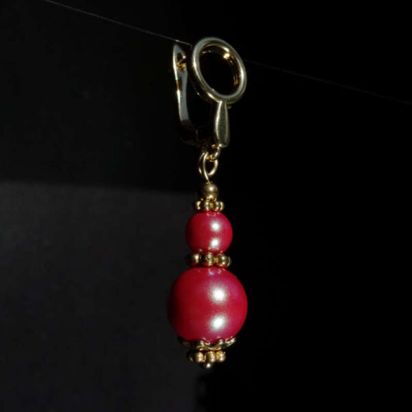 Raspberry Red Pearlescent Preciosa Pearl Imitation Glass Single Earring Hypoallergic Shvenzy Earwires English Lock Hooks Gold Plated Brass and Stainless Steel