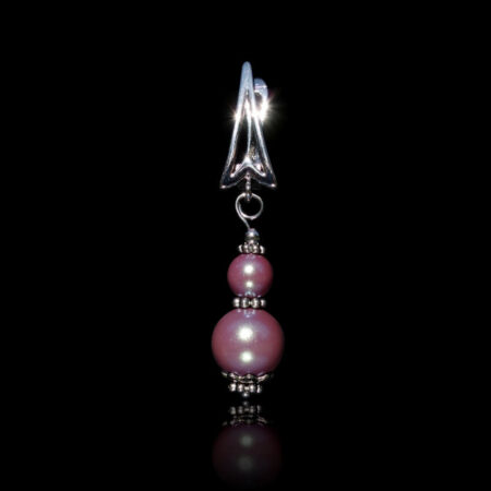 Pearlescent Violet Preciosa Glass Pearl Earring - Rhodium Finish