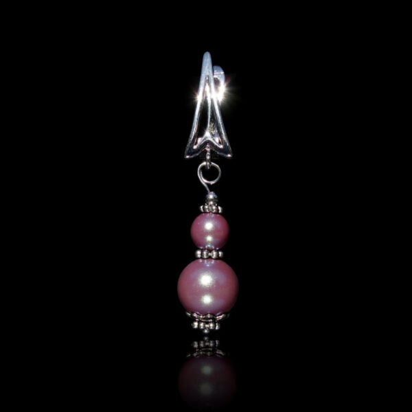 Violet Pearlescent Preciosa Pearl Imitation Glass Single Earring Hypoallergic Shvenzy Earwires English Lock Hooks Rhodium Plated Brass and Stainless Steel