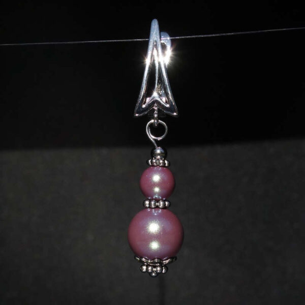 Violet Pearlescent Preciosa Pearl Imitation Glass Single Earring Hypoallergic Shvenzy Earwires English Lock Hooks Rhodium Plated Brass and Stainless Steel