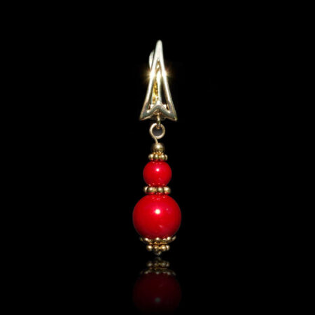 Red Preciosa Glass Pearl Earring - Gold Finish