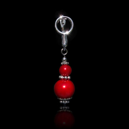 Red Preciosa Glass Pearl Earring - Rhodium Finish