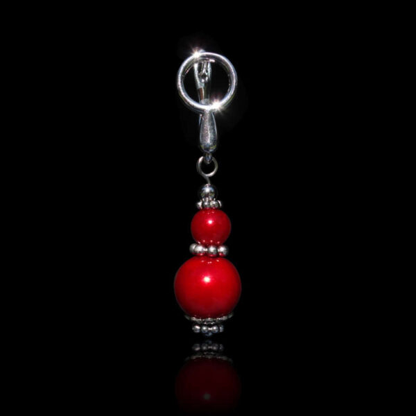 Red Preciosa Pearl Imitation Glass Single Earring Hypoallergic Shvenzy Earwires English Lock Hooks Rhodium Plated Brass and Stainless Steel