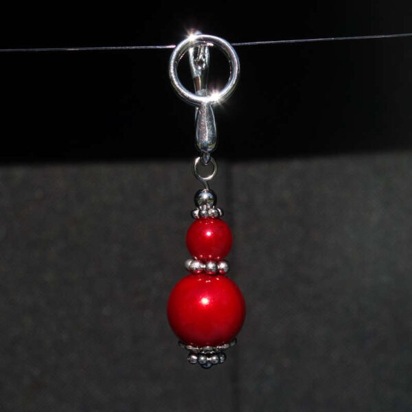 Red Preciosa Pearl Imitation Glass Single Earring Hypoallergic Shvenzy Earwires English Lock Hooks Rhodium Plated Brass and Stainless Steel