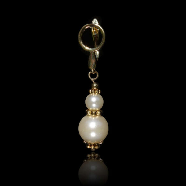 White Preciosa Pearl Imitation Glass Single Earring Hypoallergic Shvenzy Earwires English Lock Hooks Gold Plated Brass and Stainless Steel