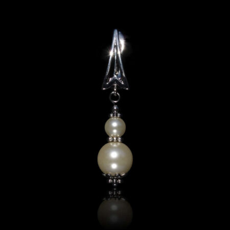 White Preciosa Glass Pearl Earring - Rhodium Finish