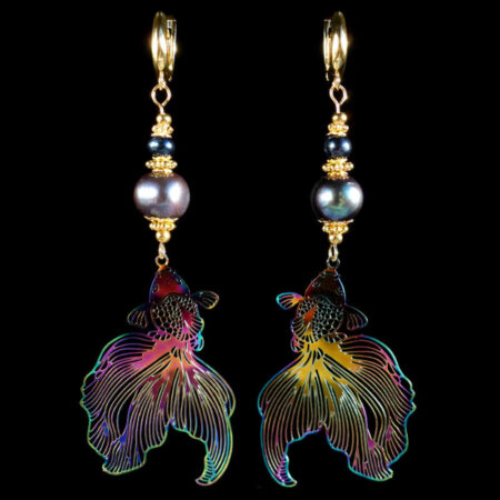 Black-Freshwater-Pearl-Koi-Serenity-Earrings-Semi-Precious-Stone-Beads-Shvenzy-English-Lock-Hypoallergic-Hooks-00041-2