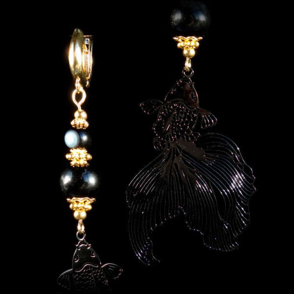 Black-Onyx-Koi-Serenity-Earrings-Semi-Precious-Stone-Beads-Shvenzy-English-Lock-Hypoallergic-Hooks-00017-1