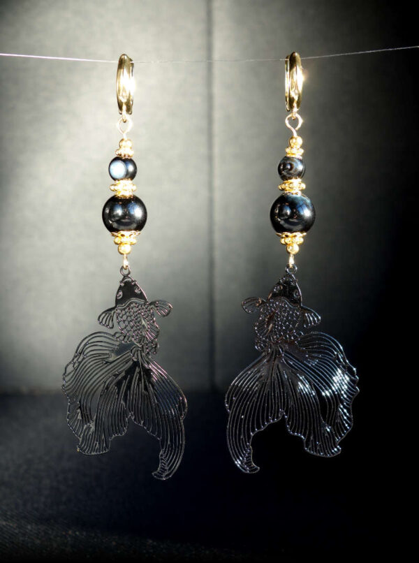 Black-Onyx-Koi-Serenity-Earrings-Semi-Precious-Stone-Beads-Shvenzy-English-Lock-Hypoallergic-Hooks-00022-1