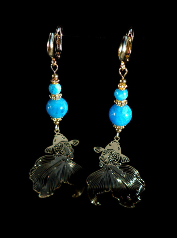 Blue-Apatite-Koi-Serenity-Earrings-Semi-Precious-Stone-Beads-Shvenzy-English-Lock-Hypoallergic-Hooks-00034-1