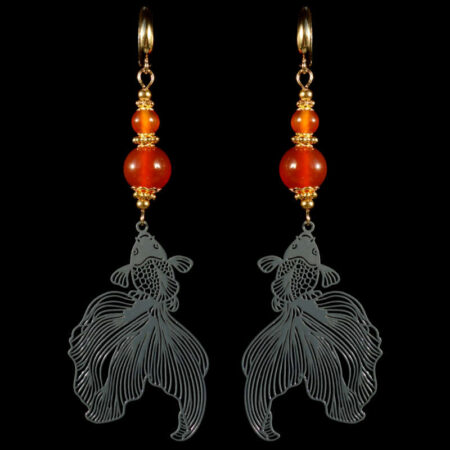 Carnelian-Koi-Serenity-Earrings-Semi-Precious-Stone-Beads-Shvenzy-English-Lock-Hypoallergic-Hooks-09987-2