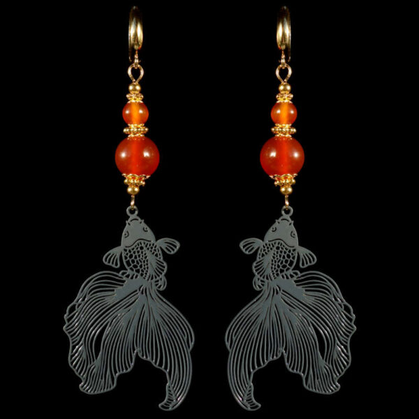 Carnelian-Koi-Serenity-Earrings-Semi-Precious-Stone-Beads-Shvenzy-English-Lock-Hypoallergic-Hooks-09987-2