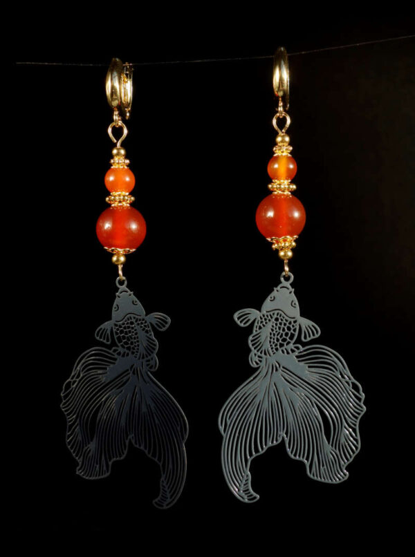 Carnelian-Koi-Serenity-Earrings-Semi-Precious-Stone-Beads-Shvenzy-English-Lock-Hypoallergic-Hooks-09987-3