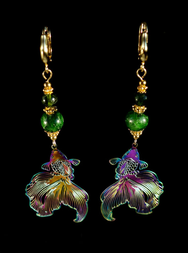 Chrome-Diopside-Koi-Serenity-Earrings-Semi-Precious-Stone-Beads-Shvenzy-English-Lock-Hypoallergic-Hooks-00068-1