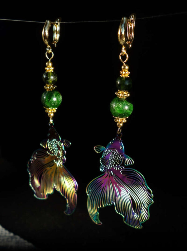 Chrome-Diopside-Koi-Serenity-Earrings-Semi-Precious-Stone-Beads-Shvenzy-English-Lock-Hypoallergic-Hooks-00071-1